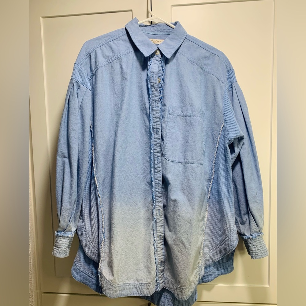 We The Free Oversized Light Blue Button-Up Shirt